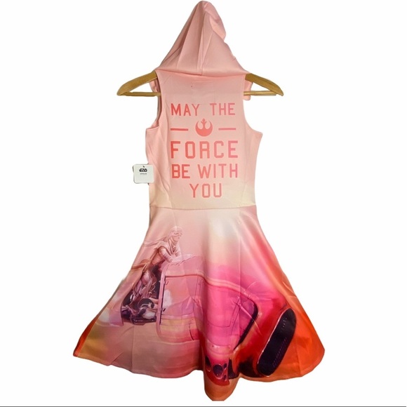 Star Wars Juniors Pink Hooded Rebel Dress Rey Small Fandom Cosplay - Picture 3 of 15